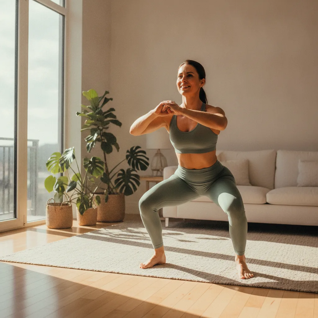 Woman doing strength training at home